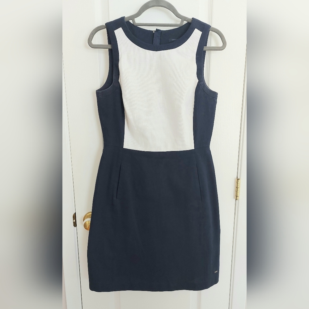 Tommy Hilfiger Navy and White Sleeveless Sheath Dress